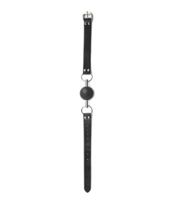 Ouch! Black & White Solid Rubber Ball Gag With Bonded Leather Straps Black