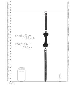 Ouch! Black & White Silicone Bone Gag With Adjustable Bonded Leather Straps Black