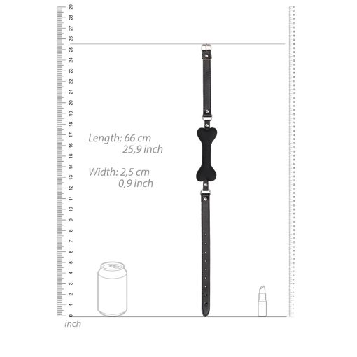 Ouch! Black & White Silicone Bone Gag With Adjustable Bonded Leather Straps Black - Image 6