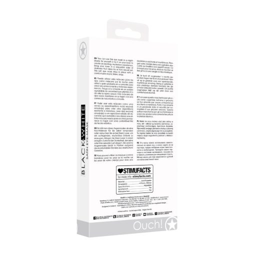 Ouch! Black & White Satin Eye Mask Blindfold Black - Image 4