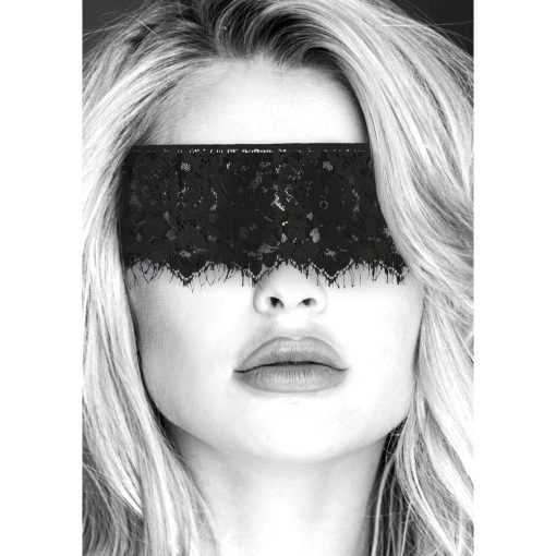 Ouch! Black & White Lace Mask With Elastic Straps Blindfold Black - Image 4