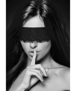 Ouch! Black & White Lace Mask With Elastic Straps Blindfold Black