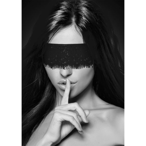 Ouch! Black & White Lace Mask With Elastic Straps Blindfold Black - Image 6