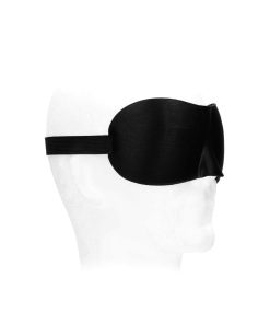 Ouch! Black & White Satin Curvy Eye Mask With Elastic Straps Blindfold Black