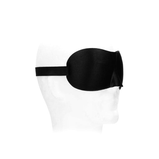 Ouch! Black & White Satin Curvy Eye Mask With Elastic Straps Blindfold Black - Image 4
