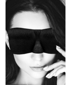Ouch! Black & White Satin Curvy Eye Mask With Elastic Straps Blindfold Black