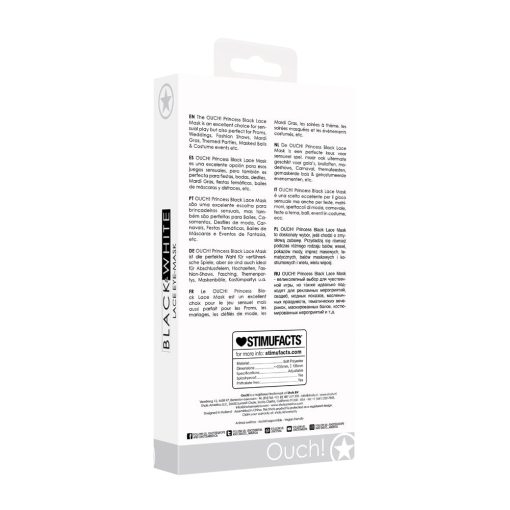 Ouch! Black & White Princess Lace Eye Mask Black - Image 6