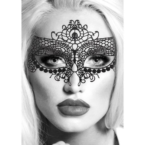 Ouch! Black & White Queen Lace Eye Mask Black - Image 4