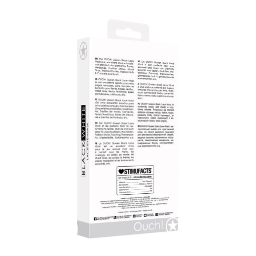 Ouch! Black & White Queen Lace Eye Mask Black - Image 6