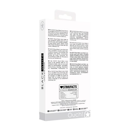 Ouch! Black & White Royal Lace Eye Mask Black - Image 6
