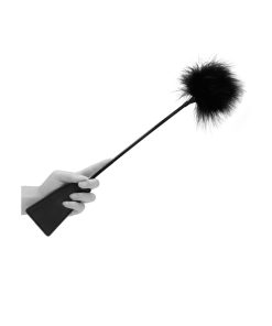 Ouch! Black & White Dual-Ended Crop With Feather Tickler Black