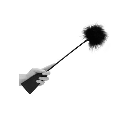 Ouch! Black & White Dual-Ended Crop With Feather Tickler Black - Image 4