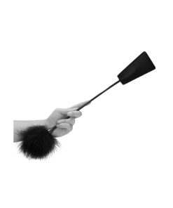 Ouch! Black & White Dual-Ended Crop With Feather Tickler Black
