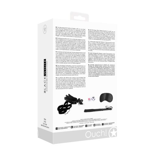 Ouch! Black & White Bondage Belt Restraint System Black - Image 5