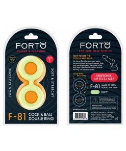 Forto F-81 Liquid Silicone Cock & Ball Double Ring Large Glow