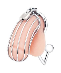 Blue Line Cock Cage With Anal Stimulator Silver