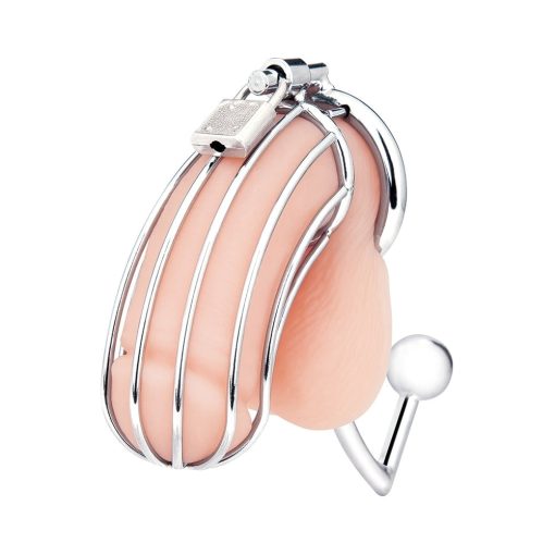 Blue Line Cock Cage With Anal Stimulator Silver - Image 3