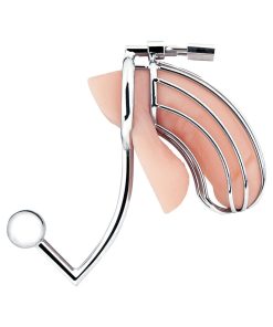 Blue Line Cock Cage With Anal Stimulator Silver