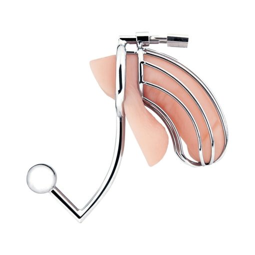 Blue Line Cock Cage With Anal Stimulator Silver - Image 4