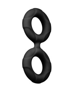 Forto F-81 Liquid Silicone Cock & Ball Double Ring Small Black