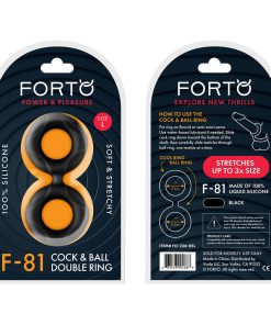 Forto F-81 Liquid Silicone Cock & Ball Double Ring Medium Black