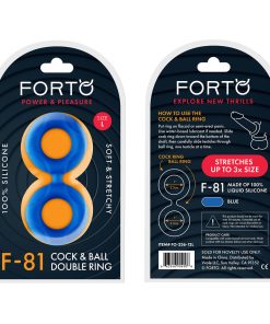 Forto F-81 Liquid Silicone Cock & Ball Double Ring Medium Blue