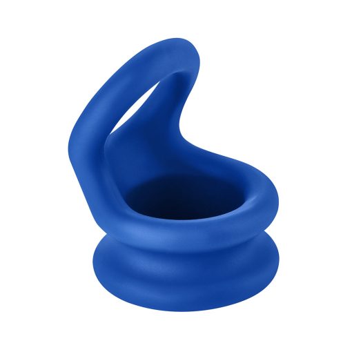 Forto F-20 Liquid Silicone Cockring & Ball Stretcher Large Blue - Image 4