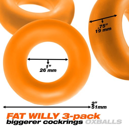 Oxballs Fat Willy 3-Pack Jumbo Cockrings Orange - Image 5