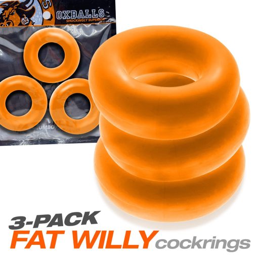 Oxballs Fat Willy 3-Pack Jumbo Cockrings Orange - Image 7
