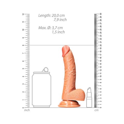 Realrock Realistic 7 In. Curved Dildo With Balls And Suction Cup Tan - Image 6