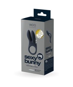 Vedo Sexy Bunny Rechargeable Vibrating C-Ring Black Pearl
