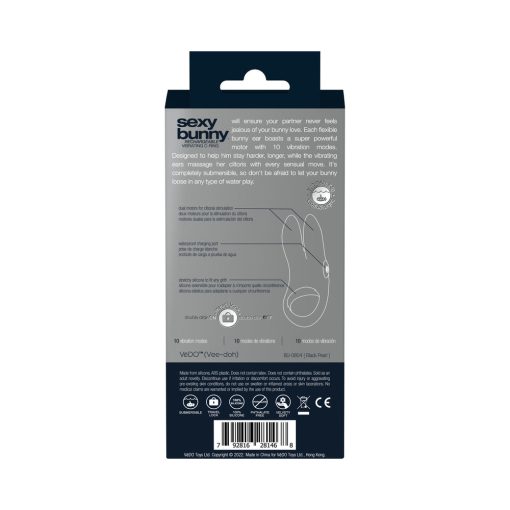 Vedo Sexy Bunny Rechargeable Vibrating C-Ring Black Pearl - Image 8