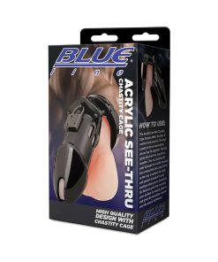 Blue Line Acrylic Chastity Cage Black