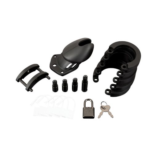 Blue Line Silicone Chastity Cage Black - Image 2