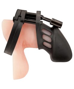 Blue Line Silicone Chastity Cage Black
