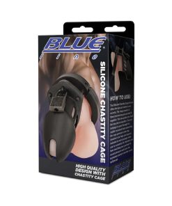 Blue Line Silicone Chastity Cage Black