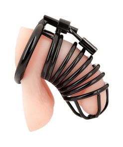 Blue Line Deluxe Chastity Cage Black