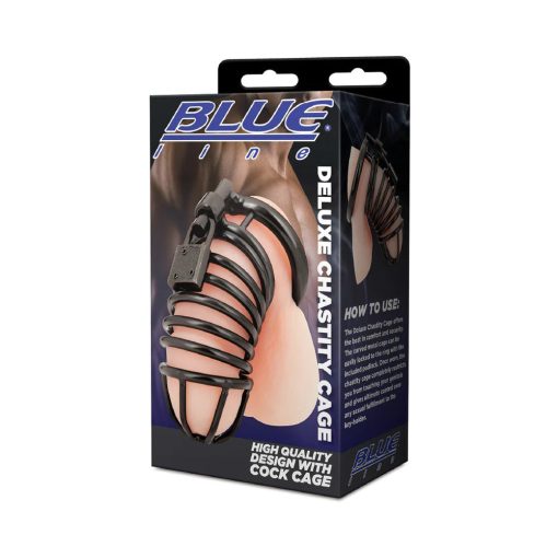 Blue Line Deluxe Chastity Cage Black - Image 5