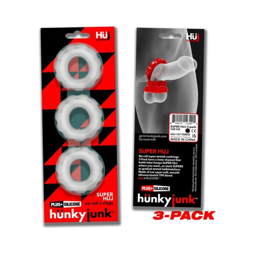 Hunkyjunk Superhuj 3-Pack Cockrings Clear Ice