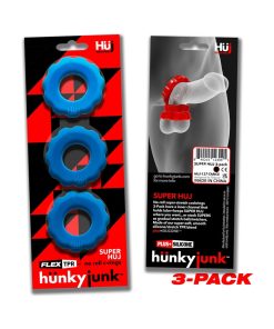 Hunkyjunk Superhuj 3-Pack Cockrings Teal Ice