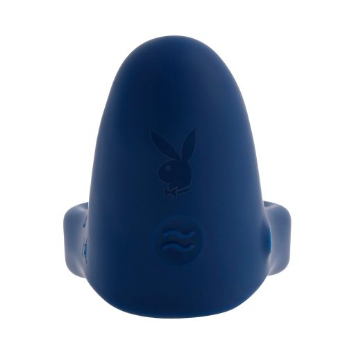Playboy Pleasure Point Rechargeable Cockring Silicone Navy Blue - Image 3
