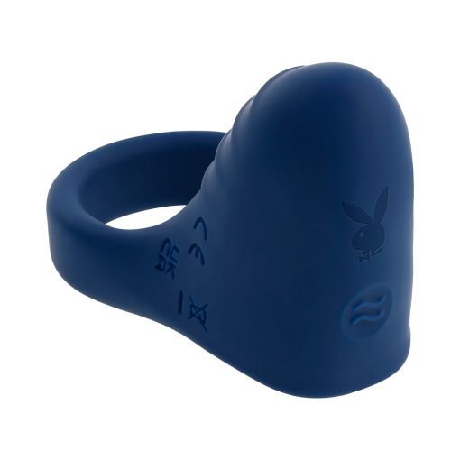 Playboy Pleasure Point Rechargeable Cockring Silicone Navy Blue - Image 4