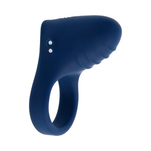 Playboy Pleasure Point Rechargeable Cockring Silicone Navy Blue - Image 5