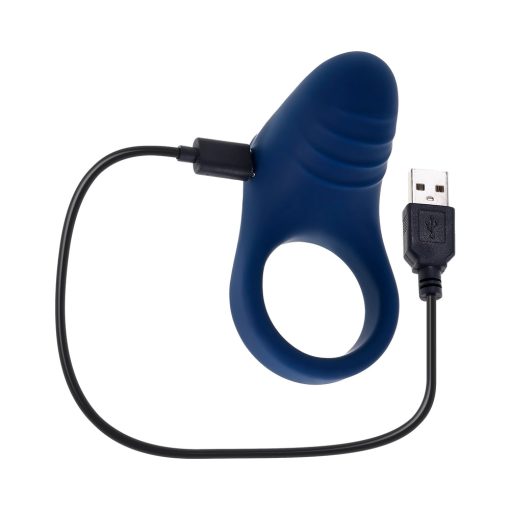 Playboy Pleasure Point Rechargeable Cockring Silicone Navy Blue - Image 8