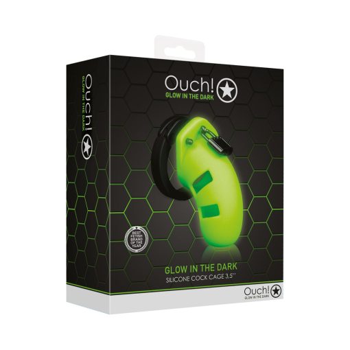 Ouch! Glow In The Dark 3.5 In. Silicone Cock Cage Neon Green