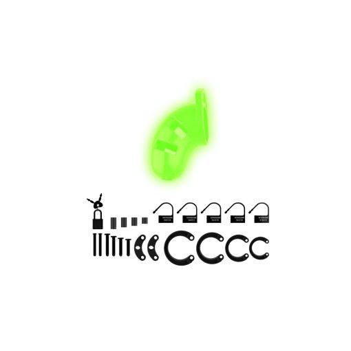 Ouch! Glow In The Dark 3.5 In. Silicone Cock Cage Neon Green - Image 4