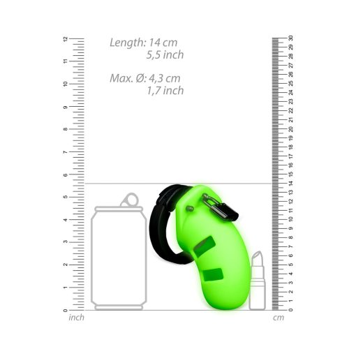 Ouch! Glow In The Dark 3.5 In. Silicone Cock Cage Neon Green - Image 5