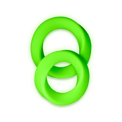 Ouch! Glow In The Dark 2-Piece Silicone Cockring Set Neon Green - Image 2