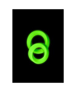 Ouch! Glow In The Dark 2-Piece Silicone Cockring Set Neon Green