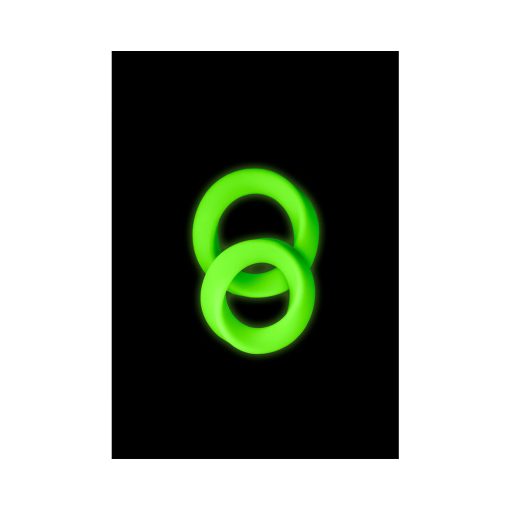 Ouch! Glow In The Dark 2-Piece Silicone Cockring Set Neon Green - Image 3